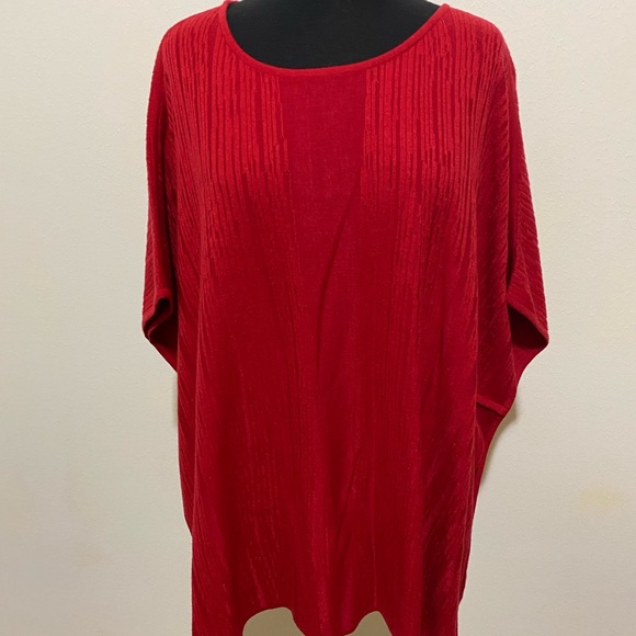 Ming Wang Shirt Sleeve Cozy Knit Poncho Top - Picture 2 of 16